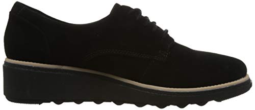 Clarks Sharon Noel, Zapatos de Cordones Derby para Mujer, Negro (Black Nubuck), 36 EU