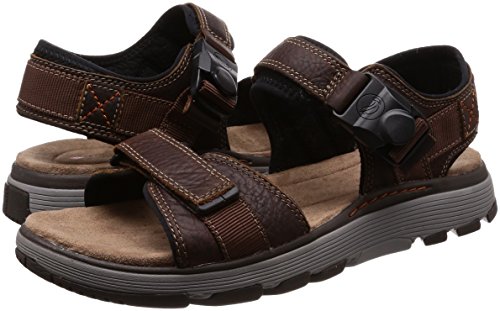 Clarks Un Trek Part, Sandalias de Talón Abierto para Hombre, Marrón (Dark Tan Lea-), 43 EU
