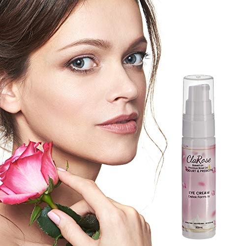 ClaRose Detoxifying Anti-Ageing Eye Cream with 100% Natural Rose oil, Yogurt and Prebiotic; 30ml