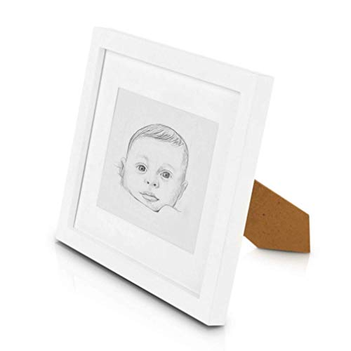 Classic by Casa Chic Marco de Fotos 20 x 25 cm con Paspartú para Foto 13 x 18 cm - Madera de Pino - 1 Marco - Grosor del Marco 2 cm - Frente de Cristal Templado - Color Blanco