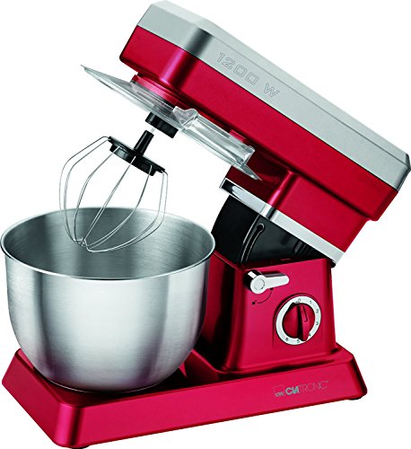 Clatronic Km 3630 - Batidora Amasadora Capacidad de 6,3 Litros, 8 Velocidades, 1200 W Color Roja + Báscula Cocina