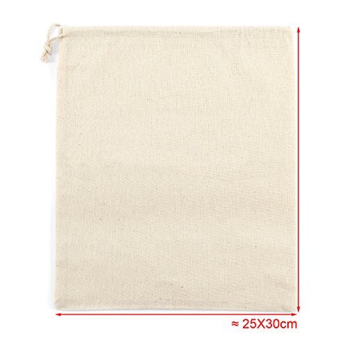 CLE DE TOUS - Bolsas de algodón Saquitos de algodón Bolsas organza de algodón para Regalo Boda Recuerdo Fiesta Navidad Viaje(5 pzs) (25x30cm)
