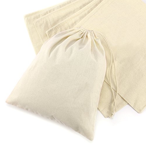 CLE DE TOUS - Bolsas de algodón Saquitos de algodón Bolsas organza de algodón para Regalo Boda Recuerdo Fiesta Navidad Viaje(5 pzs) (25x30cm)