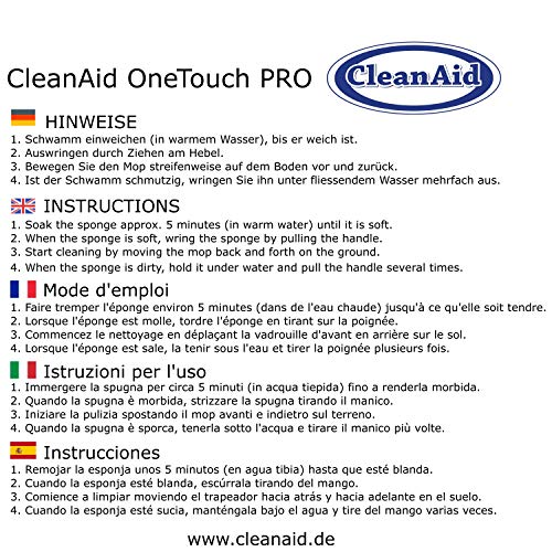 CleanAid OneTouch PRO-27 Mopa, Doblemente de Rodillo Libre, PVA Esponja, Fregona, 27 cm de Ancho