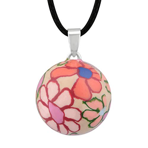 CLEARNICE Llamador De Ángeles Patrón De Color Dulce México Bola Sonidos Agradables Porcelana Armonía Embarazo Bola Colgante Collar Mujeres Joyas Cadena Longitud 45 Cm
