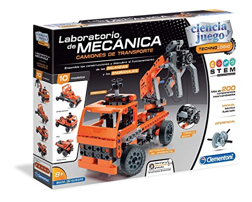Clementoni- Juego Laboratorio de Mecánica Camiones de Transpo, Multicolor (552504)