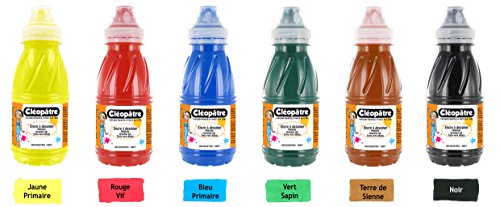 Cleopatre - EAD250x6A - Pack de 6 frascos de tinta de dibujo, 250 ml, colores primarios
