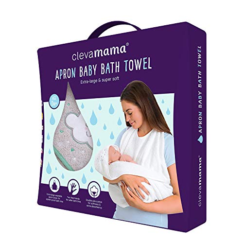 Clevamama Capa de Baño Bebé - Toalla Delantal con Capucha, Algodón - Gris