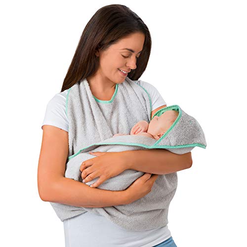 Clevamama Capa de Baño Bebé - Toalla Delantal con Capucha, Algodón - Gris