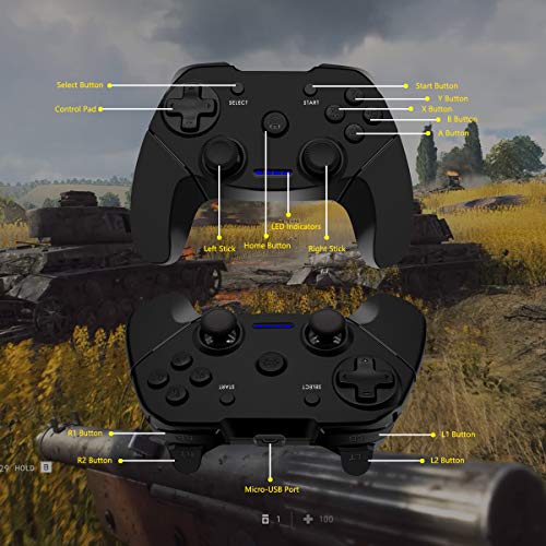 Clevo Mando para PC, Mando PC Gaming 2.4G Bluetooth Mando Inalámbrico Vibración Dual Compatible para PC/PS3/Android/TV Box (OTG Función)