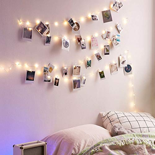 Clip Cadena de Luces LED, Hepside 10m 100 LED Fotoclips Guirnalda de Luces, 60 Pinzas Para luces decorativas habitacion Luces Pinzas con Luz para Colgar Fotos Por Habitaciones, Bodas,Cumpleaños