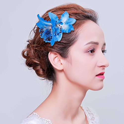 Clip de Pelo Multicolor Hawaianas de Flores de Doble Orquídea Pelo Clips para Lady Mujeres Niñas Wedding Party Nupcial Beach Suministros de Decoración 10 Piezas