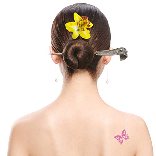 Clips de Pelo de Flor,Pinzas Hawaianas de Flores,10 Horquillas para el Pelo con Diseño Flores Multicolor de Doble Orquídea,Clip de Pelo de Flor Rosa Wedding Nupcial Beach Suministros de Decoración