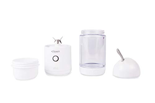 CLOEN Batidora Portátil Batidos y Smoothies | 4 Cuchillas de Acero Inoxidable | Vaso de 400 ml o de 280ml | Potente Máquina de Mano Mezcladora de Frutas de 18000rpm | Recargable por USB Vitamer Lite