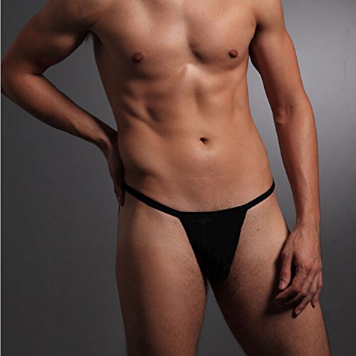 Closecret Tangas para Hombre, Hombre Ropa Interior de Algodón se Ponen 5pcs G-Strings (S(Cintura:71-76cm), Todos Negros)