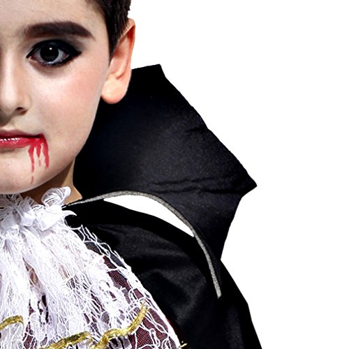Cloudkids - Disfraz Vampiro para Niños Halloween Disfraces Twilight Vampiros Ropa Pantalones Cape Crepúsculo Regalo para Halloween Carnaval 9-12 Años