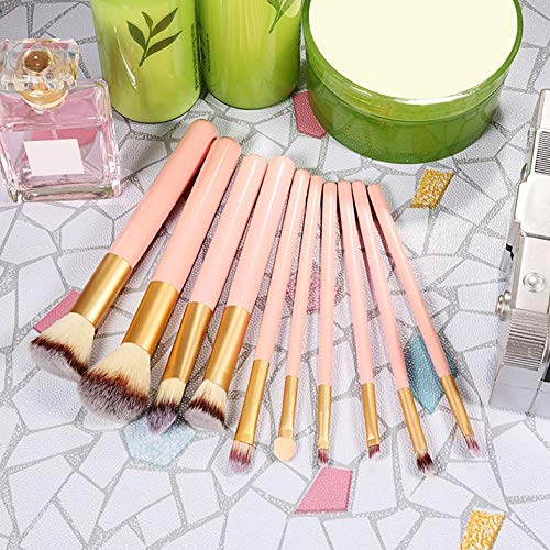 CloverGorge 10Pcs Makeup Brush Set Powder Foundation Eyeshadow Brushes Cosmetics Tool, Pink