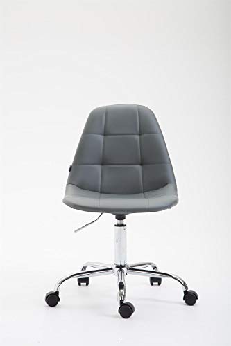 CLP Silla De Oficina Moderna Reims Tapizado En Cuero PU I Silla De Escritorio con Respaldo I Silla De Ordenador con Ruedas I Color: Gris