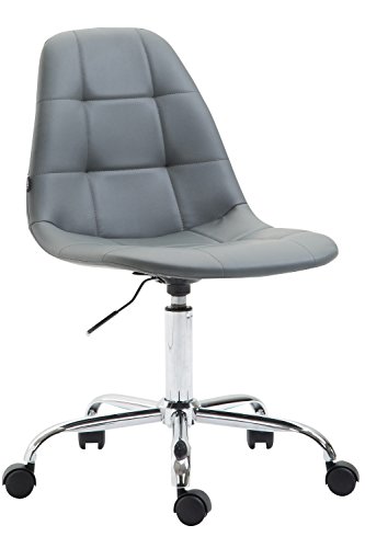 CLP Silla De Oficina Moderna Reims Tapizado En Cuero PU I Silla De Escritorio con Respaldo I Silla De Ordenador con Ruedas I Color: Gris