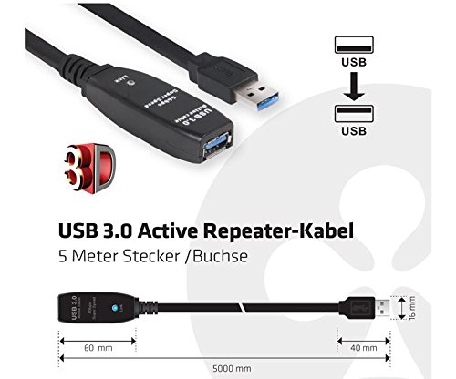 Club 3D Activo - Cable repetidor (USB 3.0, 5 Metros)