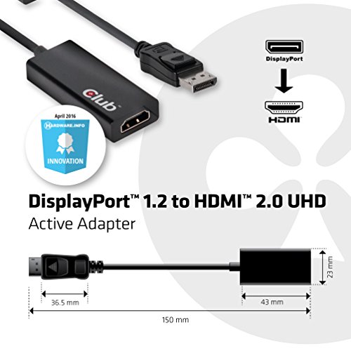 Club 3D CAC-1070 - Adaptador DisplayPort 1.2 a HDMI 2.0 UHD
