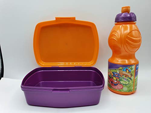 CM Pack 2pcs Botella de Agua plastico Infantil 400ml- Fiambrera sandwicheras para niños, cantimplora a Prueba de Fugas sin BPA (Naranja-zic)