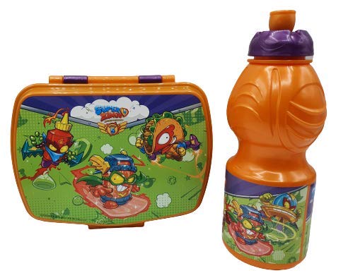 CM Pack 2pcs Botella de Agua plastico Infantil 400ml- Fiambrera sandwicheras para niños, cantimplora a Prueba de Fugas sin BPA (Naranja-zic)