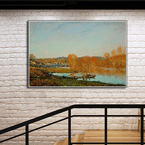 CNHNWJ Alfred Sisley Pinturas Poster Inicio Pared Arte Decoracion Corredor Salon Sala Paisaje Cuadros HD Impresiones Lienzo Obra De Arte 40x60cm Sin Marco