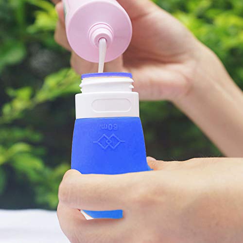 CNYMANY 5 Piezas Botellas de Viaje Contenedores Tarros de Crema de Silicona a Prueba de Fugas para la loción de champú con Estuche de tocador