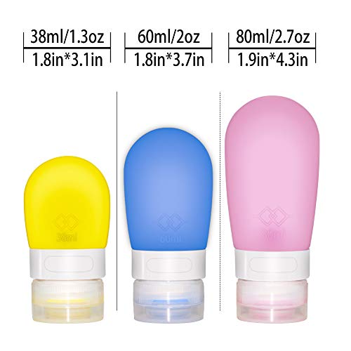 CNYMANY 5 Piezas Botellas de Viaje Contenedores Tarros de Crema de Silicona a Prueba de Fugas para la loción de champú con Estuche de tocador