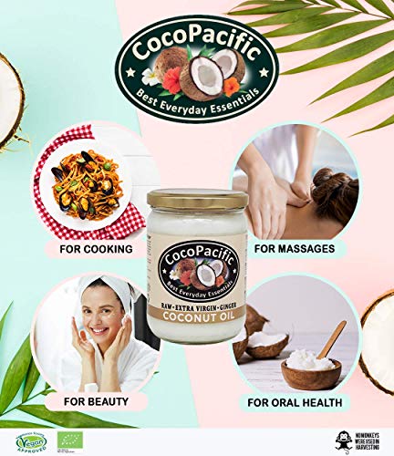 CocoPacific - Aceite de coco virgen crudo con jengibre, 500 ml