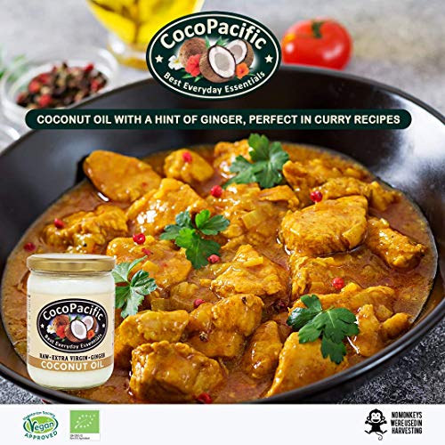 CocoPacific - Aceite de coco virgen crudo con jengibre, 500 ml