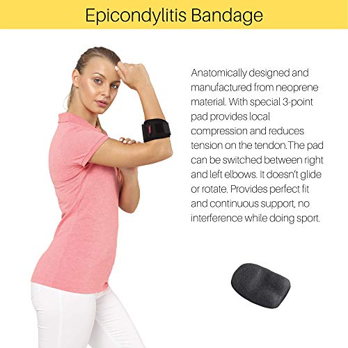 Codera de tenis con almohadilla de compresión, codera ajustable para mujeres y hombres, soporte para codo de tenis y golfistas, epicondilitis lateral y medial