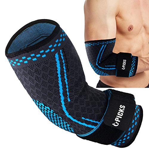 Codo deportivo Brace Manga de compresión Soporte para brazo Manga elástica con correa para golfista, Tenis, Levantamiento de pesas, Tendinitis, Artritis, Alivio del dolor, Recuperación/Tamaño S