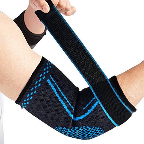 Codo deportivo Brace Manga de compresión Soporte para brazo Manga elástica con correa para golfista, Tenis, Levantamiento de pesas, Tendinitis, Artritis, Alivio del dolor, Recuperación/Tamaño S