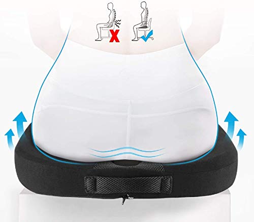 Cojin Coxis de Espuma de Memoria Portátil para Silla de Oficina, Cojines para espalderas y sillas, Negro