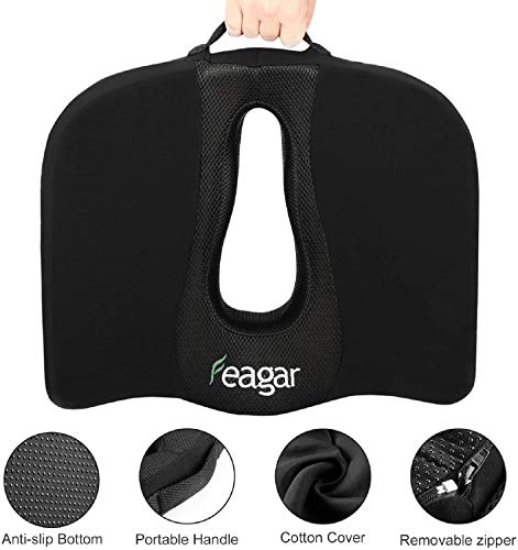 Cojin Coxis de Espuma de Memoria Portátil para Silla de Oficina, Cojines para espalderas y sillas, Negro