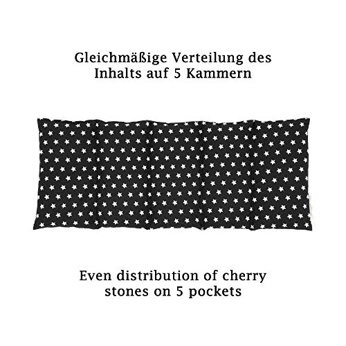 Cojín de huesos de cereza / Almohada relajante para el tratamiento térmico – Almohada para calentar en microondas (Resistente al calor) // 5 divisiones //disponible en 18 colores (negro)