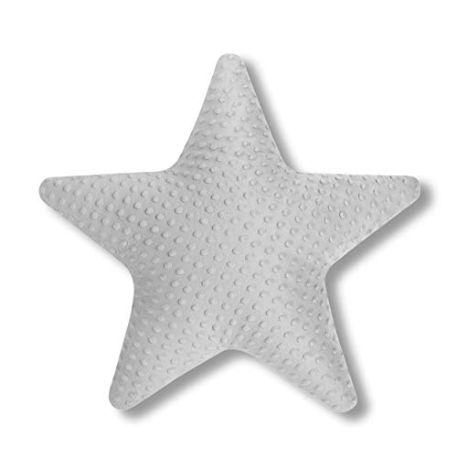 Cojín decorativo con forma de estrella, aprox. 60 cm, para habitación de los niños, con relleno para dormitorio, habitación de bebé, cuna, niño, estrellas, blanco (A3)