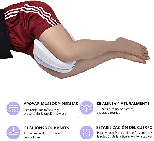 Cojín para Rodilla, Almohada de piernas, cojín para Las piernas de Espuma transpirable con efecto memoria, almohadas para Piernas para Dolor en la Pierna, Embarazo y Dolor en Las articulaciones