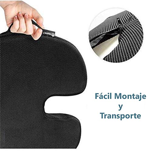 Cojín Viscoelástico para Alivio de Hemorroides, Ciática, Coxis y Espalda con Gel Disipador de Calor. Incluye 2 fundas extraibles. Ideal para conductores, oficina, silla de ruedas, casa.