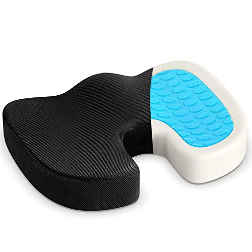 Cojín Viscoelástico para Alivio de Hemorroides, Ciática, Coxis y Espalda con Gel Disipador de Calor. Incluye 2 fundas extraibles. Ideal para conductores, oficina, silla de ruedas, casa.