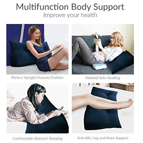 Cojines cabecero,Cojín De Lectura Lectura triangular Almohada Rodillo grande Cabecera Respaldo Soporte Posicionamiento de la almohadilla por día cama litera con cubierta removible, Lectura Relajante ,