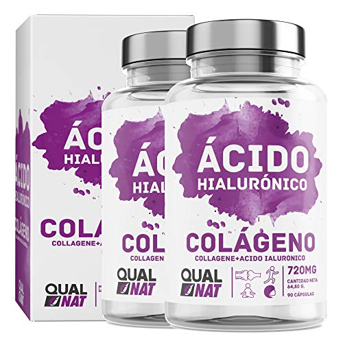 Colágeno con Ácido Hialurónico Cápsulas |Vitaminas C y Zinc | Piel Radiante + Efecto Anti Envejecimiento | Articulaciones Sanas PACK 2 | Qualnat