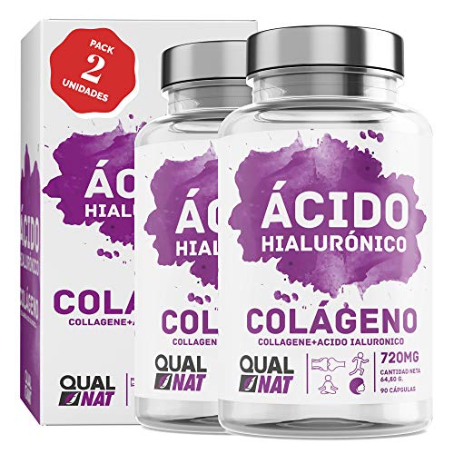 Colágeno con Ácido Hialurónico Cápsulas |Vitaminas C y Zinc | Piel Radiante + Efecto Anti Envejecimiento | Articulaciones Sanas PACK 2 | Qualnat