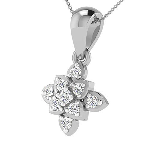 Colgante de oro blanco de 14 quilates con certificación IGI/IGLI/DGL de 0,03 quilates (I-J Color I1-I2 Clarity) para mujeres y niñas de Dishis Designer Jewellery (oro blanco, 18 k)