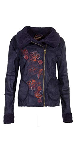 Coline Manteau Type Bombers féminin et brodé (Marina, M)
