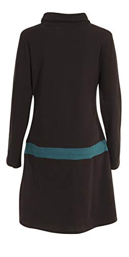 Coline – Vestido estampado de manga larga, diseño étnico Negro XL