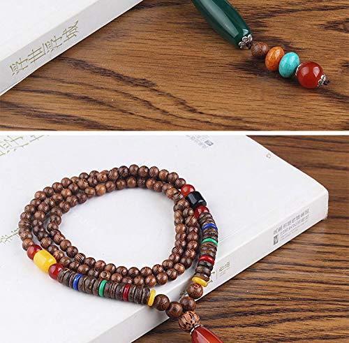 Collar Colgante Y Collar De Piedra con Cuentas De Madera De Cuerno De Loto De Estilo Étnico Vintage Collar De Nepal para Mujer Estilo De Joyería para Hombre3