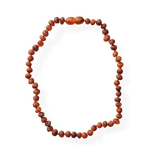 Collar de ámbar meraki – collar barroco de ámbar báltico sin pulir | Alivio del dolor alternativo, collar de ámbar báltico auténtico certificado | color coñac (12.5 pulgadas)